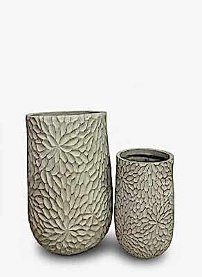 R4020 Çiçek Desenli Uzun Beton Saksı | Dekoratif İç & Dış Mekân Saksı