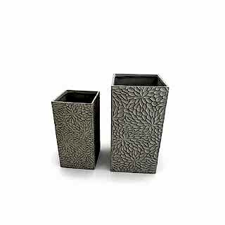R6027 Çiçek Desenli Uzun Lüks Beton Saksı | Dekoratif Beton Saksı